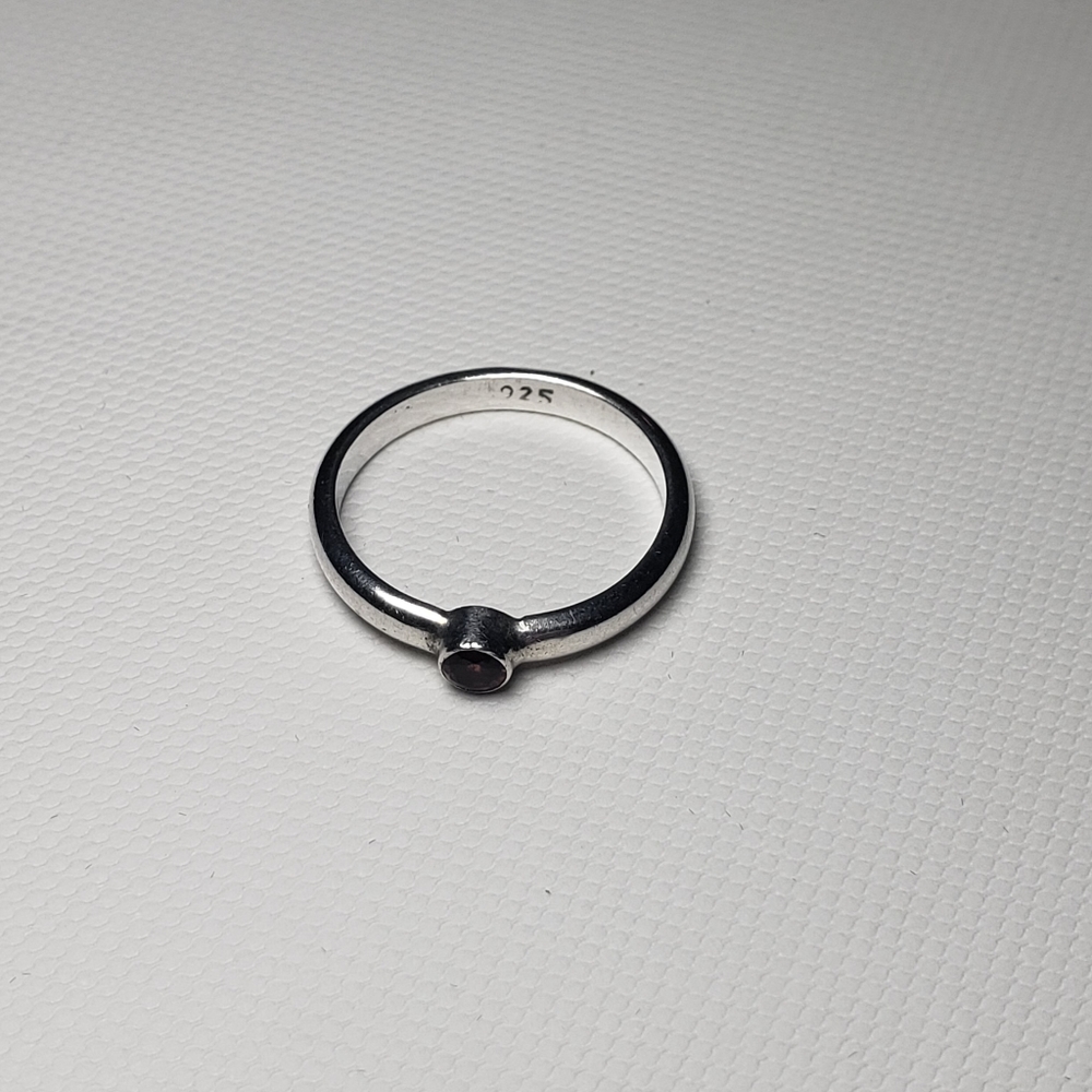 Small Red Ruby Gemstone Silver 925 Ring 6 Stacking - image 2